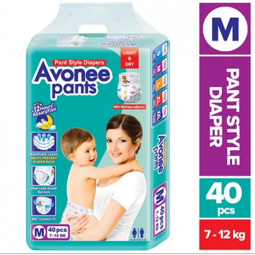 Avonee Pant Style Baby Diaper (7-12Kg) - M 40pcs