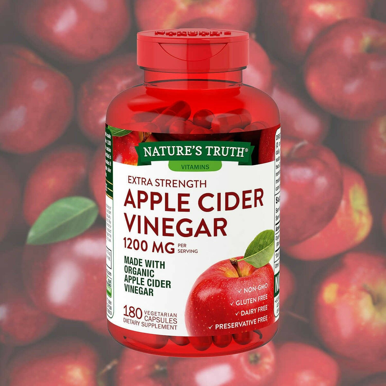 Natures Truth Apple Cider Vinegar 1200mg 180 Capsules - (USA)