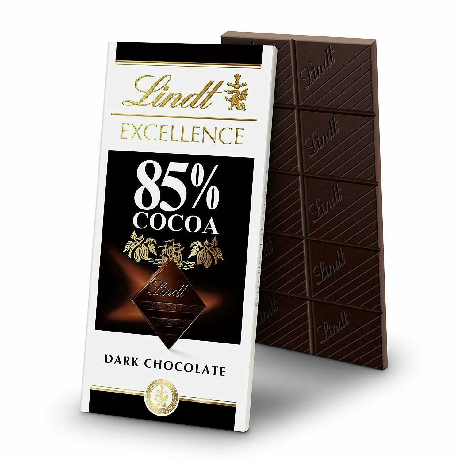 Lindt Excellence 85% Cocoa Rich Dark Chocolate - 100g (Imported from UK)