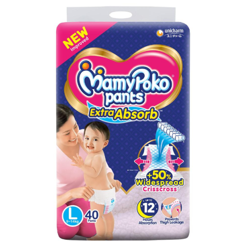 Mamypoko Pants Baby Diaper Extra Absorb (9-14Kg) L40