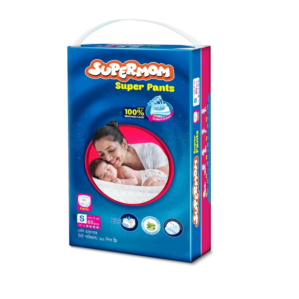 Supermon Baby Pant Diaper Small (0-8) kg Super Saver Pack 60pcs