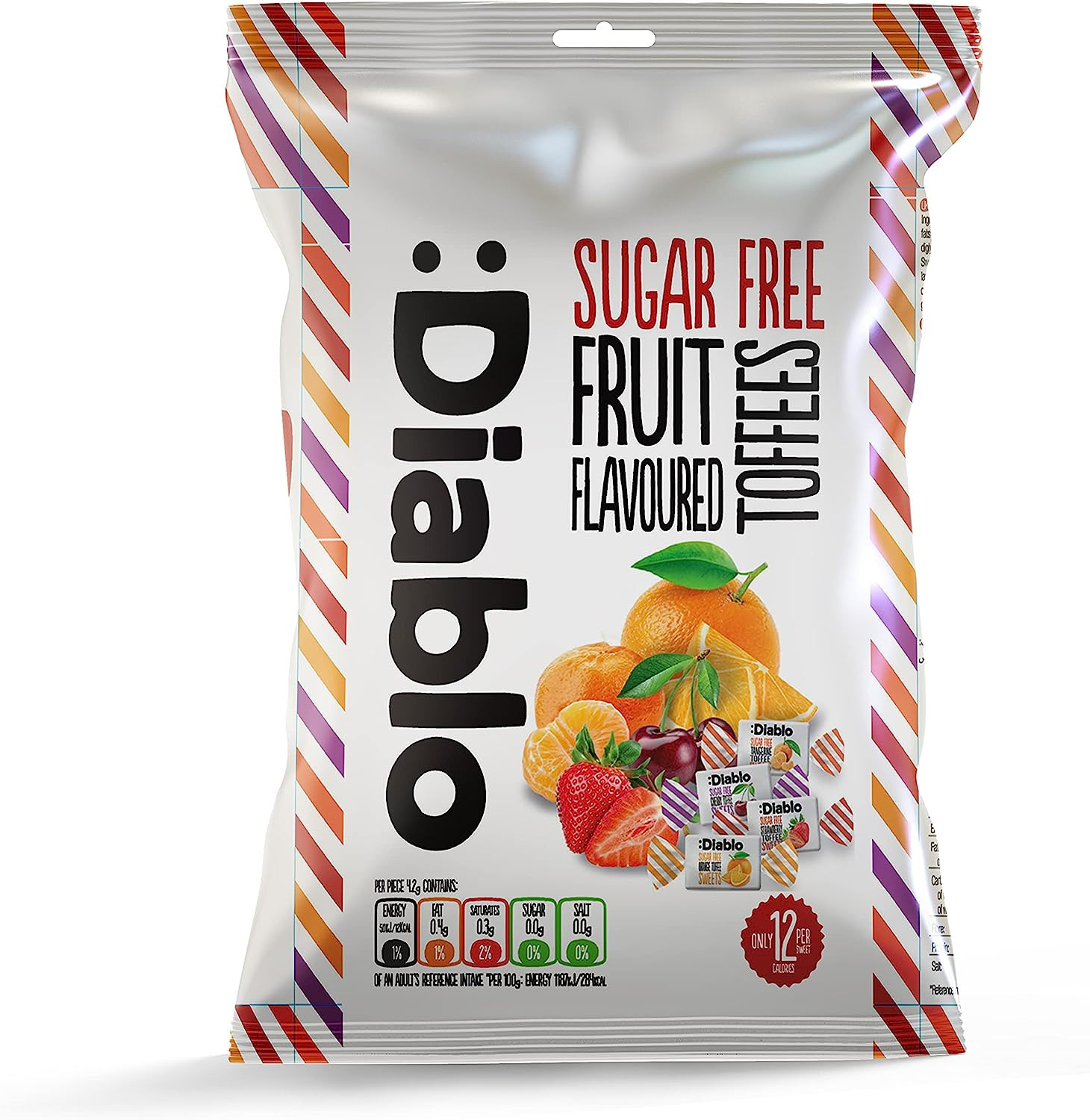Diablo Sugar Free Fruit Flavored Toffees Candy - 75g (B1G1) (Exp-25.11.23)