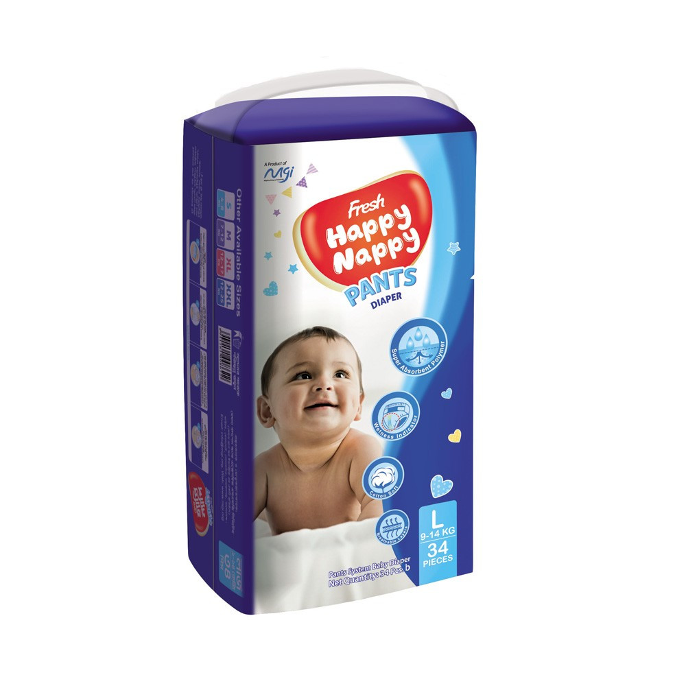Fresh Happy Nappy Pants Baby Diaper (9-14Kg) - L 34pcs
