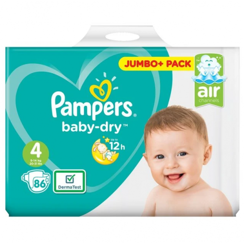 Pampers 4 Baby Dry Type Belt Diaper (9-14kg) - 86Piece (UK)