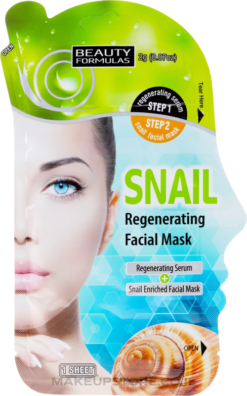 Beauty Formulas Snail Regenerating Facial Mask - 1 Sheet