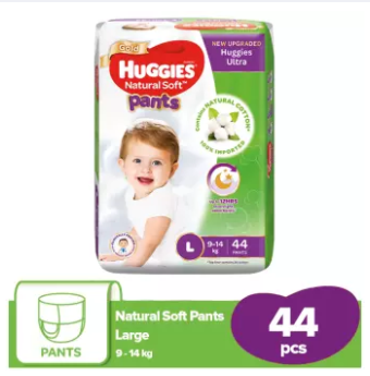 Huggies Natural Soft Pants Baby Diaper (6-14kg) L44 - (Malaysia)