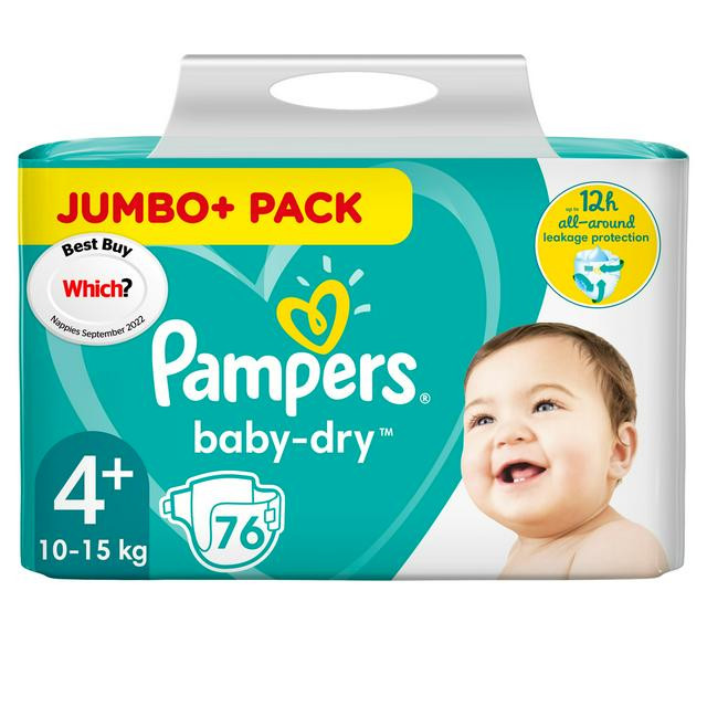 Pampers 4+ Baby Dry Type Belt Diaper (10-15kg) - 76Piece (UK)