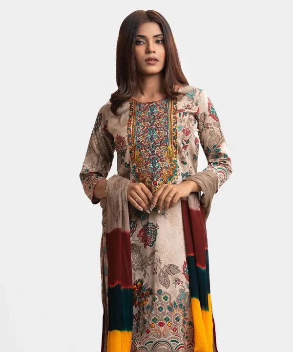 Beige Blended A-line Salwar Kameez