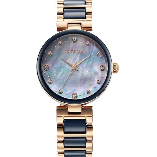 Titan 95214KD05 Mother of Pearl Dial Chain Bracelet Watch for Female