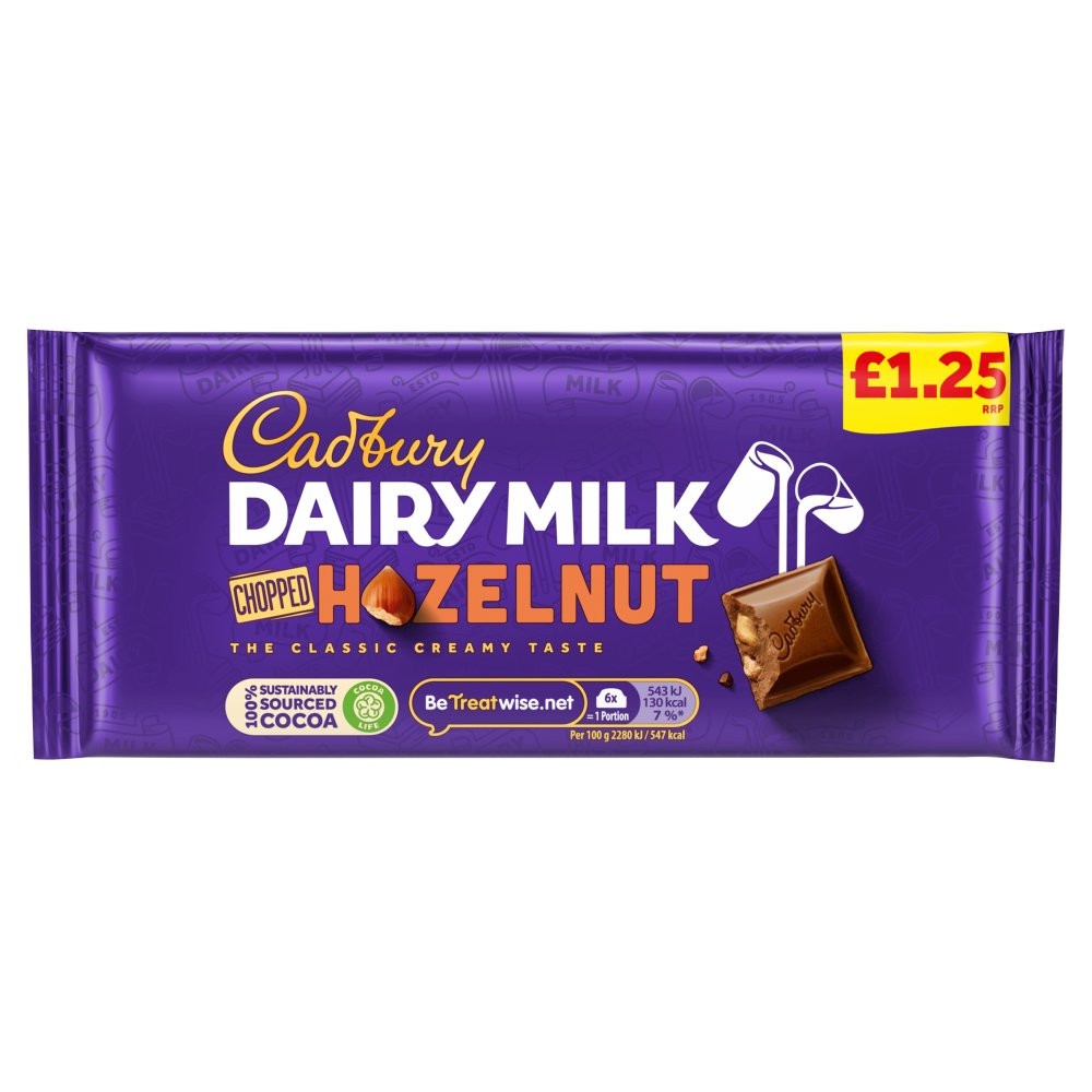 Cadbury Dairy Milk Chopped Hazelnut Chocolate - 95g (Imported from UK)