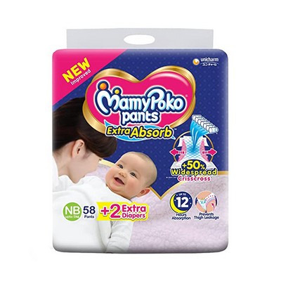 MamyPoko Pants Baby Diaper Extra Absorb (0-5kg) NB58