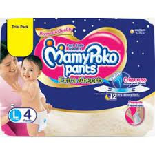 MamyPoko Pants Baby Diaper Extra Absorb (9-14Kg) L12 - (4 Pack Bundle Offer)