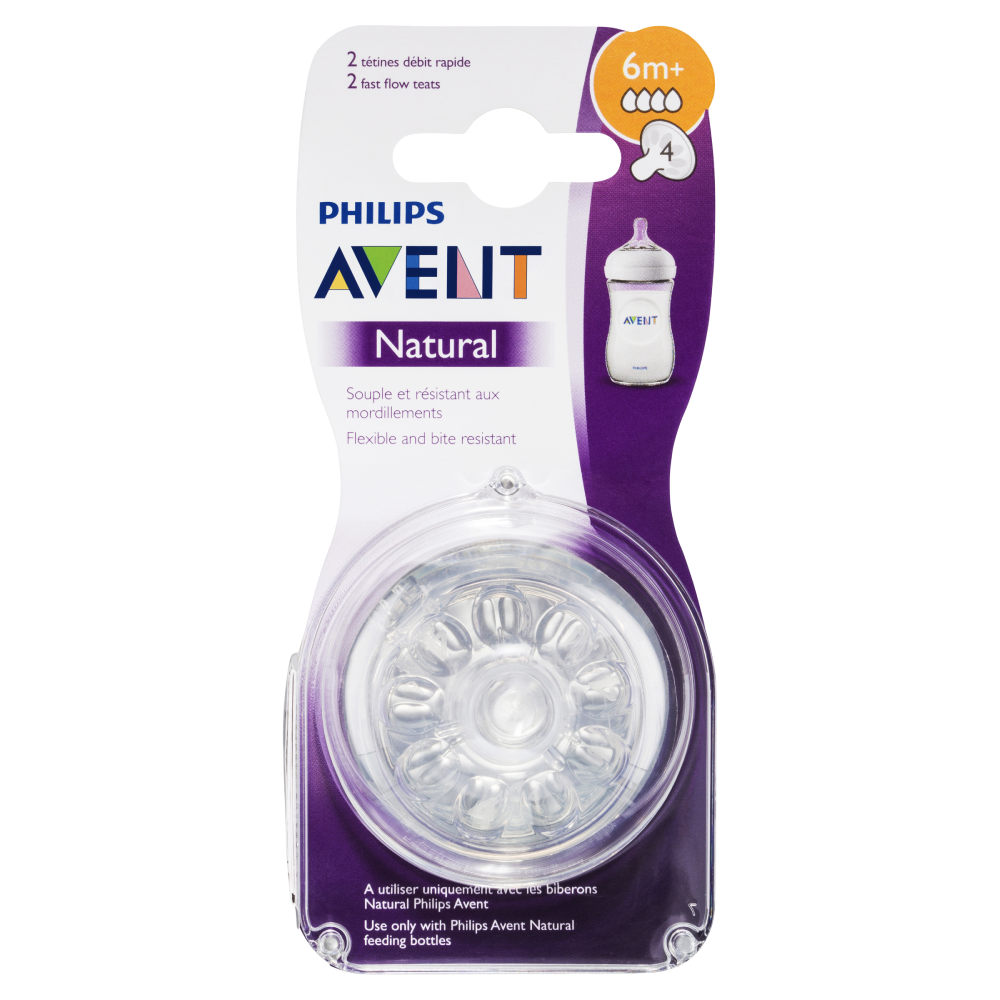 Philips Avent Natural Teat 6M+ Twin Pack Nipple - (SCF044/27)