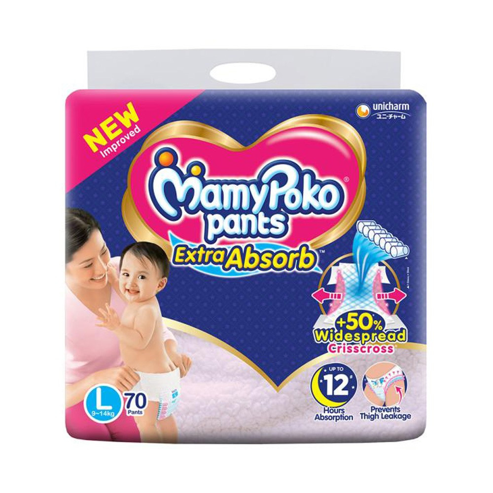 Mamypoko Pants Baby Diaper Extra Absorb (9-14Kg) L70