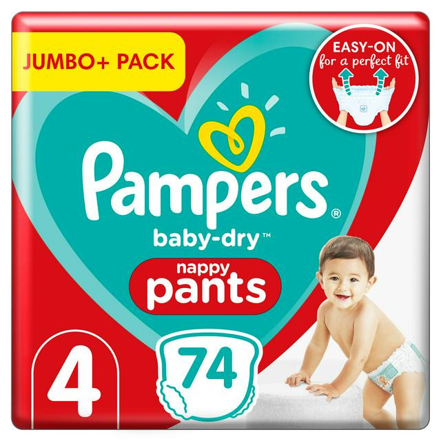 Pampers 4 Dry Type Nappy Pants Baby Diaper Jumbo Pack (9-15kg) - 74 Piece (UK)