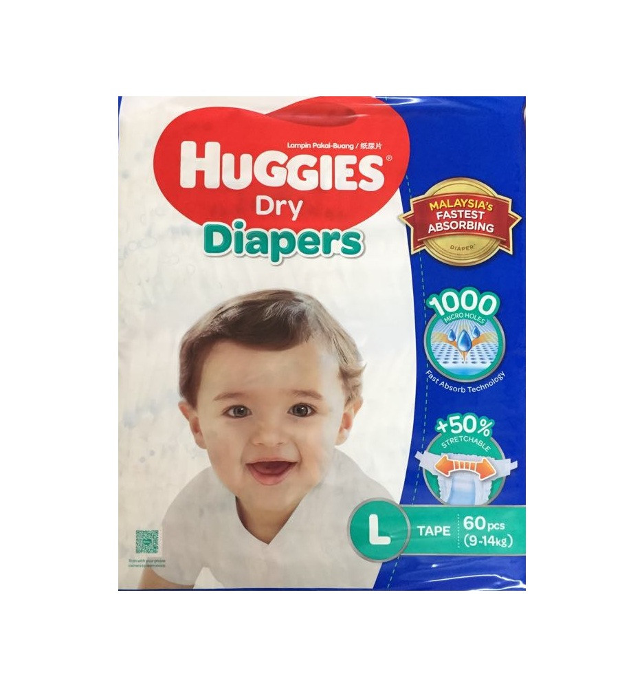 Huggies Dry Tape Baby Diaper (9- 14kg) - L58 (Malaysia)