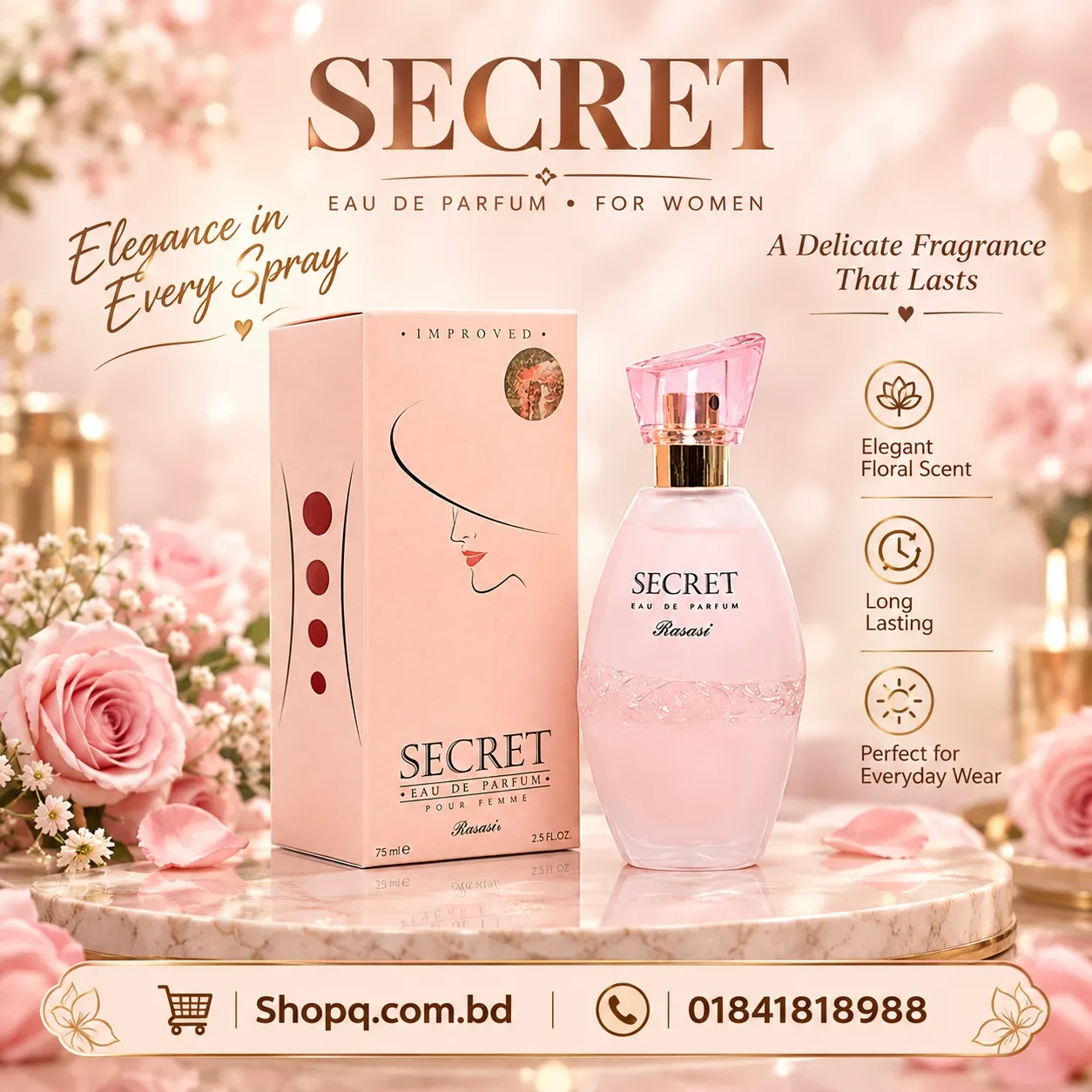 Rasasi Secret Eau De Parfum Pour Femme - 75ml (UAE)