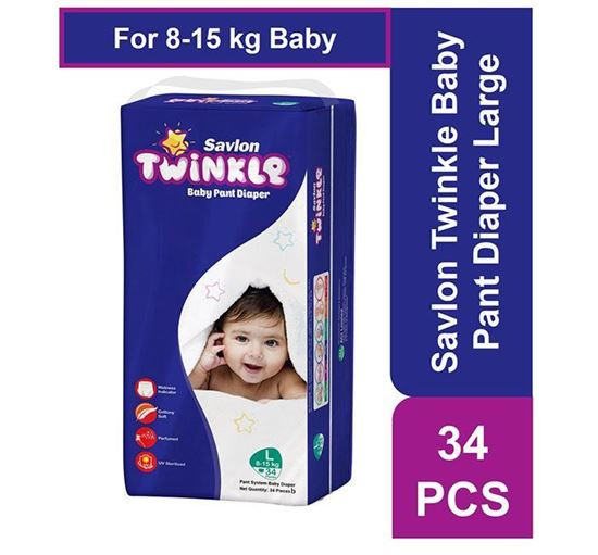 Savlon Twinkle Baby Pants Diaper (8-15Kg) - L 34pcs