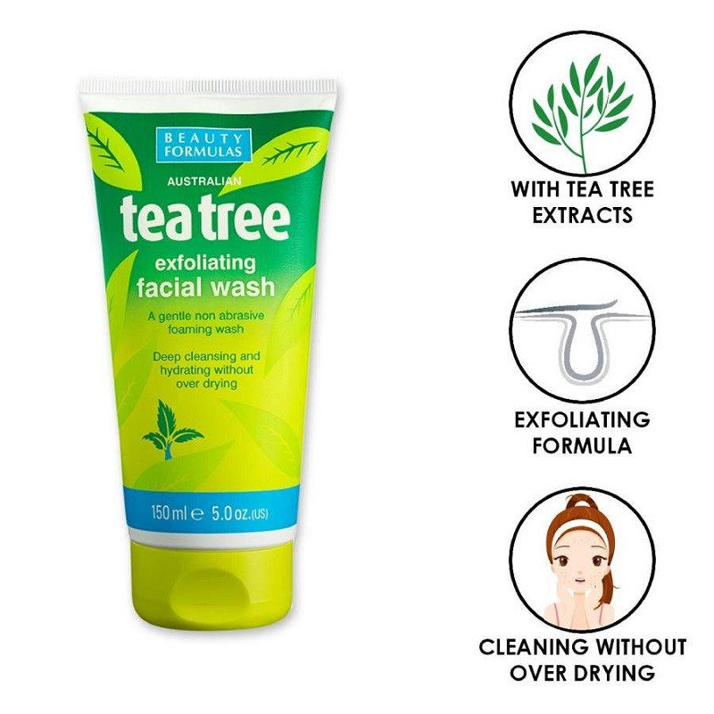 Beauty Formulas Tea Tree Exfoliating Facial Wash - 150ml (UK)